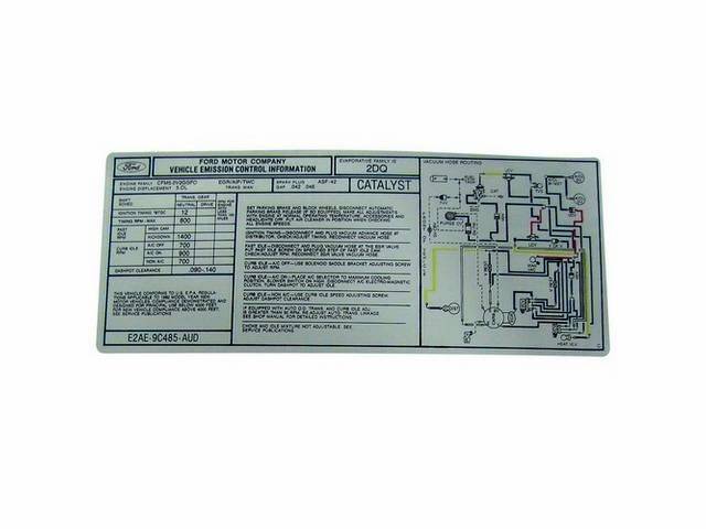 Decal, Engine Compartment Emission, W/ Id Code *E2ae-9c485-Aud*, Repro