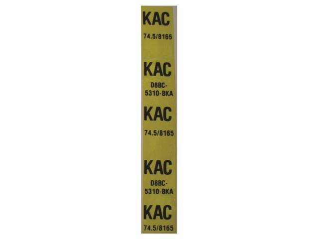 Decal, Front Coil Spring, W/ Id Code *Kac*, Repro