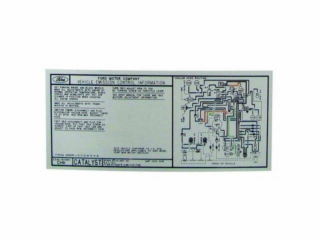 Decal, Engine Compartment Emission, W/ Id Code *E5ae-9c485-Chk*, Repro