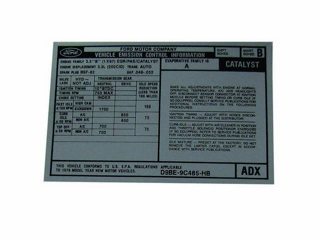 Decal, Engine Compartment Emission, W/ Id Code *D9be-9c485-Hb*, Repro
