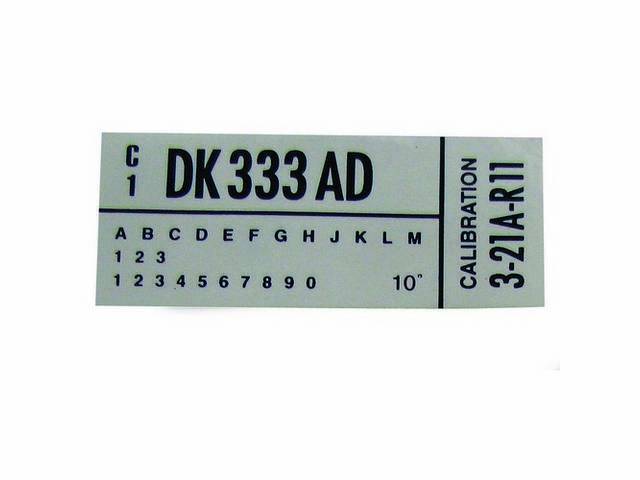 Decal, Engine Code, W/ Id Code *Dk335ad*, Repro