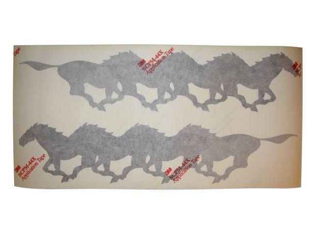 Decal, Running Stallions, Silver And Charcoal, Pair, Repro