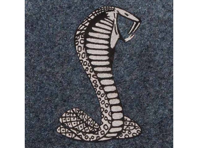 Carpet, Rear Hatch Area, Cut Pile, Wedgewood Blue, W/ * Cobra Snake * Logo,  Incl 1 Piece Rear Seat Carpet, Repro