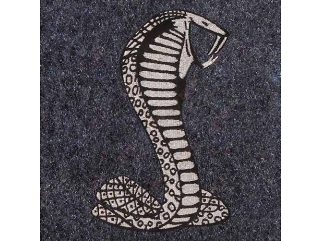 Carpet, Rear Hatch Area, Cut Pile, Academy Blue, W/ * Cobra Snake * Logo,  Incl 1 Piece Rear Seat Carpet, Repro