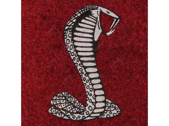Carpet, Rear Hatch Area, Cut Pile, Medium Red, W/ *Cobra Snake* Logo,  Incl 1 Piece Rear Seat Carpet, Repro