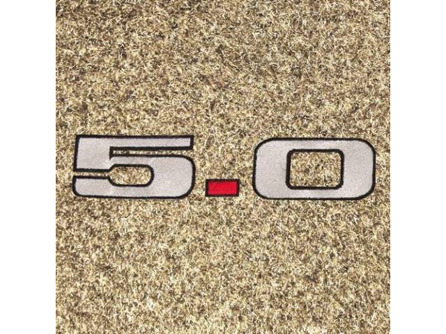 Carpet, Rear Hatch Area, Cut Pile, Sand Beige, W/ * 5.0 * Logo, Incl 2 Piece Rear Seat Carpet, Repro