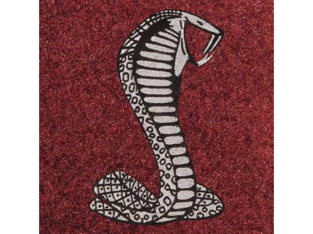 Carpet, Rear Hatch Area, Cut Pile, Canyon Red, W/ * Cobra Snake * Logo, Incl 2 Piece Rear Seat Carpet, Repro