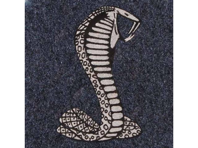 Carpet, Rear Hatch Area, Cut Pile, Regatta Blue, W/ * Cobra Snake * Logo, Incl 2 Piece Rear Seat Carpet, Repro