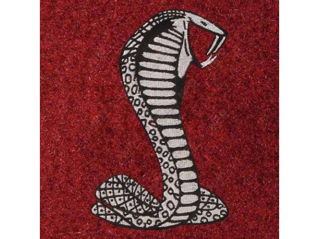 Carpet, Rear Hatch Area, Cut Pile, Scarlet Red, W/ * Cobra Snake * Logo, Incl 2 Piece Rear Seat Carpet, Repro