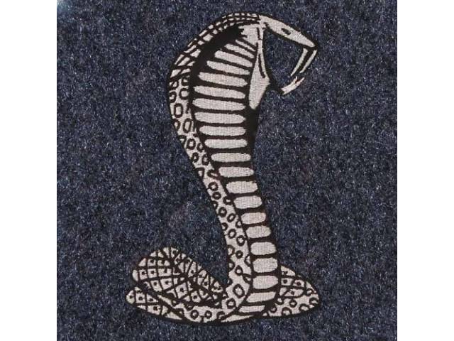 Carpet, Rear Hatch Area, Cut Pile, Regatta / Lapis Blue, W/ * Cobra Snake * Logo, Incl 2 Piece Rear Seat Carpet, Repro