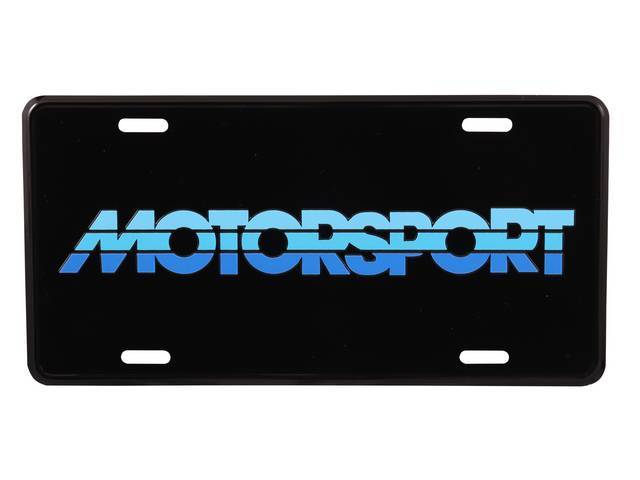 Black With Tricolor Blue MOTORSPORT Logo License Plate