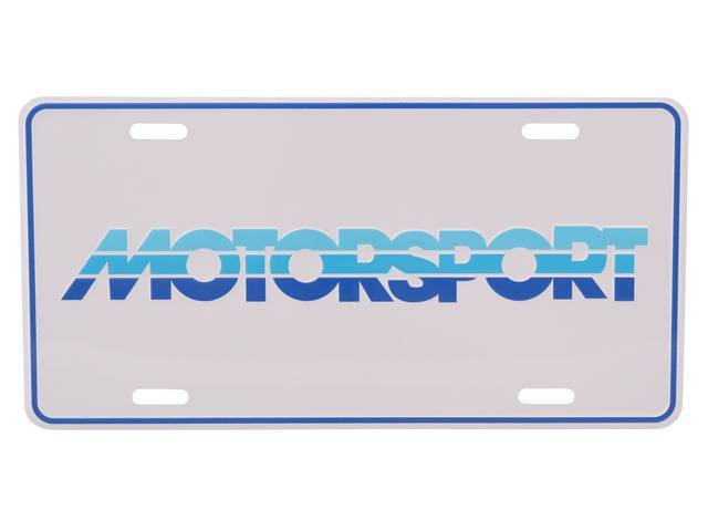 White With Tricolor Blue MOTORSPORT Logo License Plate
