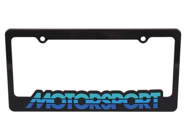 Black With Tricolor Blue MOTORSPORT Logo License Plate Frame