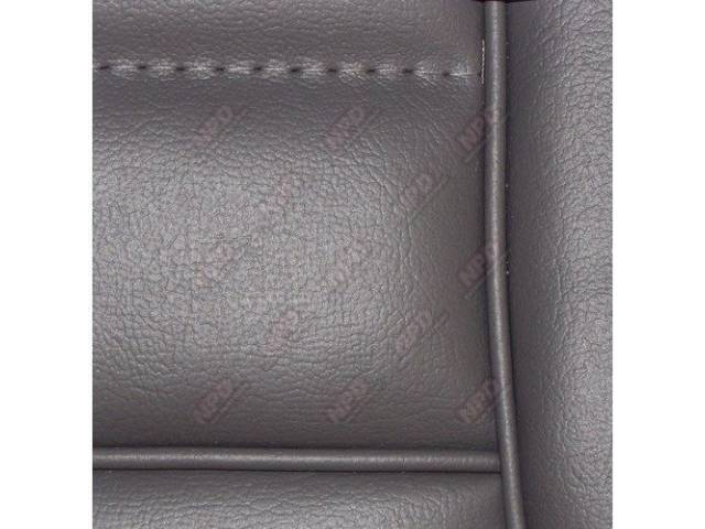Upholstery Set, Low Back Buckets, Vinyl, Charcoal Gray, W/ Interior Trim Id Code *Ca*, Incl Headrest Covers