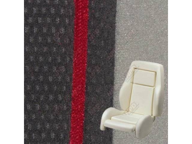 Upholstery And Seat Foam Set, Sport Seat Conversion, Cloth, Charcoal Gray W/ Red Piping, W/ Knee Bolster, W/ Interior Trim Id Code *Pa*, Does Not Include Headrest
