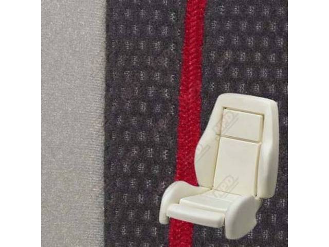 Upholstery And Seat Foam Set, Sport Seat Conversion, Cloth, Charcoal Gray W/ Red Piping, W/ Knee Bolster, W/ Interior Trim Id Code *Pa*, Does Not Include Headrest