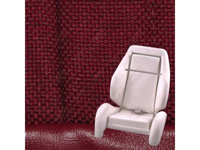 Upholstery And Seat Foam Set, Sport Seat Conversion, Cloth, Scarlet Red, W/ Knee Bolster, W/ Interior Trim Id Code *Dd*, Incl Headrest Covers