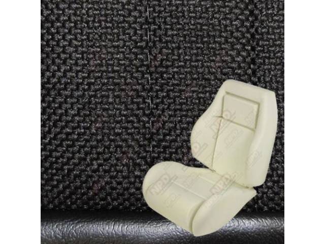 Upholstery And Seat Foam Set, Sport Seat Conversion, Cloth, Ebony / Black, W/O Knee Bolster, W/ Interior Trim Id Code *Dj*, Incl Headrest Covers