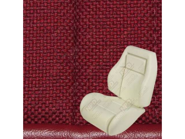 Upholstery And Seat Foam Set, Sport Seat Conversion, Cloth, Scarlet Red, W/O Knee Bolster, W/ Interior Trim Id Code *Dd*, Incl Headrest Covers