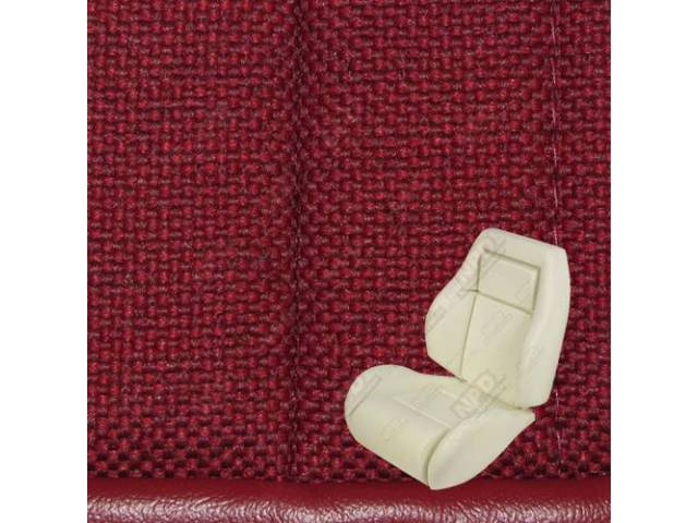 Upholstery And Seat Foam Set, Sport Seat Conversion, Cloth, Scarlet Red, W/O Knee Bolster, W/ Interior Trim Id Code *Dd*, Incl Headrest Covers