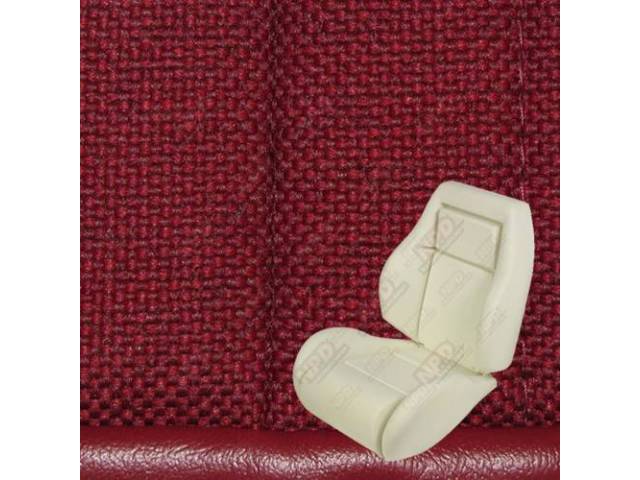 Upholstery And Seat Foam Set, Sport Seat Conversion, Cloth, Ruby Red, W/O Knee Bolster, W/ Interior Trim Id Code *Dr*, Incl Headrest Covers
