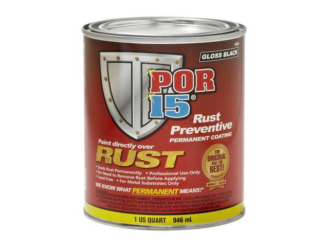 POR-15 Rust Preventive Coating, Gloss Black, quart, use as step 3 of the 3-step Rust Prevention System