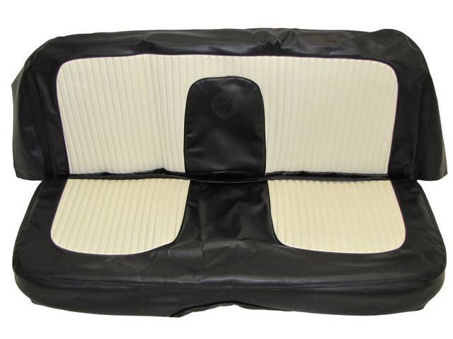 SEAT UPHOLSTERY, BLACK AND WHITE WITH BACK REST EMBOSSMENT