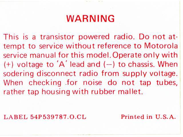 DECAL, RADIO TUBE WARNING