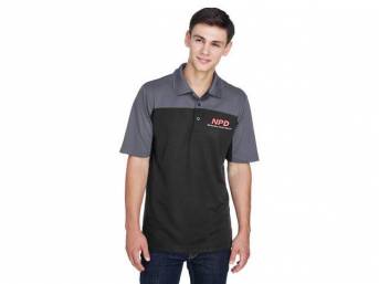 NPD Embroidered Men's Balance Colorblock Performance PiquÃ© Polo in Black / Carbon, Large