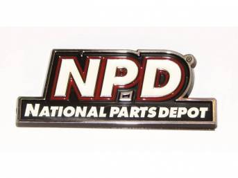 NAMEPLATE, NPD Logo, features *NPD* and *NATIONAL PARTS DEPOT* in white on a black surround