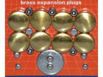 FREEZE PLUG SET, Brass, (20) Incl Freeze Plugs, Hex Head Oil Plugs and Cam Plug