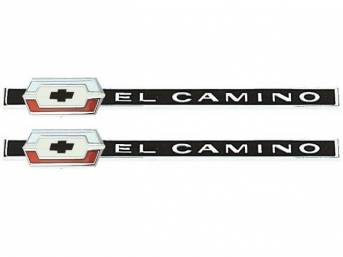 Emblem Set, Quarter Panel, *El Camino*, features correct red and white paint color and excellent chrome quality, OE Correct US-Made Repro 