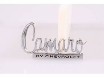 EMBLEM, DECK LID, *CAMARO BY CHEVROLET*, US-made OE Correct Repro