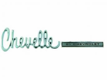 EMBLEM, DECK LID, *CHEVELLE BY CHEVROLET*, US-made OE Correct Repro