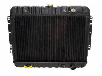 RADIATOR, COPPER / BRASS, 2 ROW, 16 1/8 X 25 X 1 1/4 CORE SIZE, 1 1/2 Inch RH INLET, 1 3/4 Inch RH OUTLET, 12 Inch transmission COOLER, FRONT FLANGE MOUNT