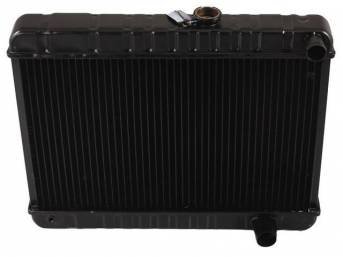 RADIATOR, Down Flow, Copper / Brass, 4 Row, 23 3/4 inch x 15 5/8 inch x 2 5/8 inch thick core size, 1 1/2 inch RH inlet, 1 3/4 inch RH outlet, OE style repro