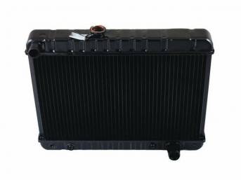 RADIATOR, Down Flow, Copper / Brass, 4 Row, 23 3/4 inch x 15 5/8 inch x 2 5/8 inch thick core size (OE is 15 1/2 inch height), LH fill cap, OE style repro