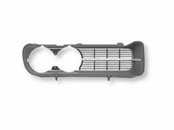 GRILLE, Radiator, Silver Finish, Black grille w/ silver accents and Chrome 400 Grille Insert, RH, Repro