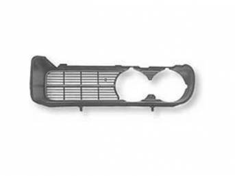 GRILLE, Radiator, Silver Finish, Black grille w/ silver accents, LH, Repro