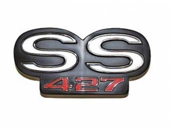 EMBLEM, Grille / Rear Panel, *SS427*, incl attaching hardware, US-made Repro