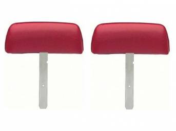 HEAD RESTRAINT / HEAD REST ASSY, Front Bucket Seat, Red, 1st design (straight bar / post), OER repro