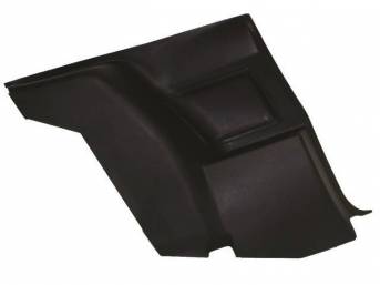 QUARTER TRIM, Inner Lower, Black (paint to match), RH, plastic w/ correct grain and finish, GM Licensed restoration part, replaces GM p/n 9875004, repro