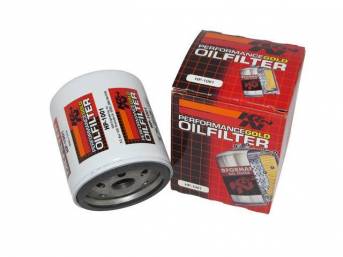 FILTER, Oil, K and N Performance, high flow, features a 1 inch nut on the bottom for easy removal (no special oil filter tools needed)