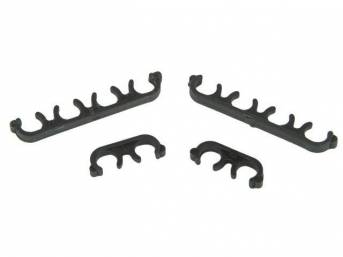 RETAINER SET, Spark Plug Wires, (4) incl a pair of 4 wire separators and a pair of 2 wire separators, black plastic, repro