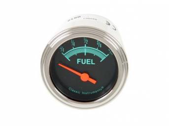 GAUGE, Fuel Quantity, Classic Instruments, G-Stock Series (gauge features orange pointer w/ green markings on a dark gray face), 2 1/8 inch diameter, 240-33 OHM reading