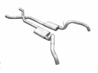 EXHAUST SYSTEM, Dual, 2 1/2 Inch Stainless Steel w/ x-pipe and Race Pro mufflers, Pypes