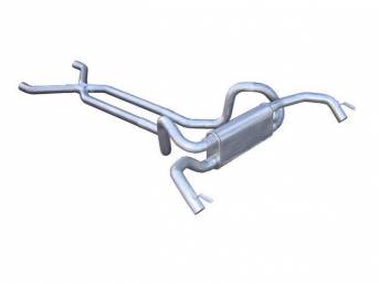 EXHAUST SYSTEM, Crossflow w/ transverse muffler, 2 1/2 Inch stainless steel w/ x-pipe and Race Pro muffler in natural finish, does not incl tips, Pypes