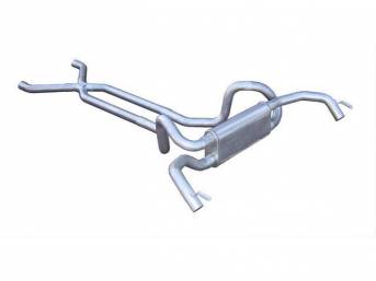 EXHAUST SYSTEM, Crossflow w/ transverse muffler, 2 1/2 Inch stainless steel w/ x-pipe and Race Pro muffler in polished finish, does not incl tips, Pypes