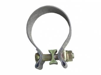 CLAMP, Band, 2 1/2 Inch diameter w/ 1 inch width, best used on exhaust tips w/ slotted slip fit, stainless construction, Pypes