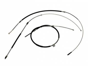 CABLE KIT, Parking Brake, incl front, intermediate, and rear cables, guide, and connectors, mild steel cables (OE style), repro